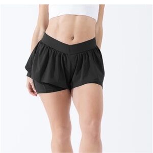 POPFLEX Black Skorts with Compression Layer and Elastic Waistband